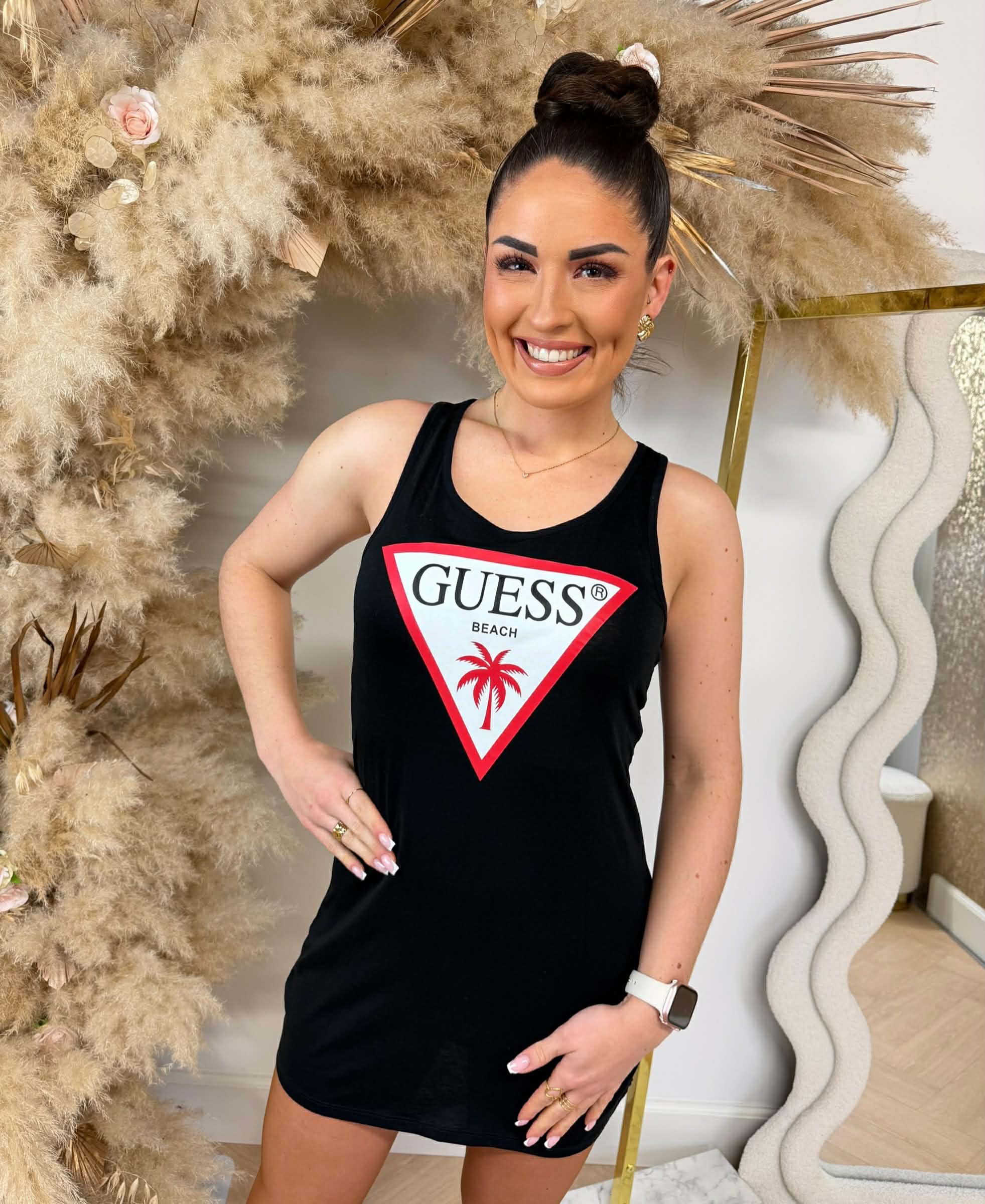 guess beach dress *SALE* LOGO TANKTOP E3GP03JA914 blend fabric Women's Western Wear Shimmering Light Blue Sequin Size:3-1/2