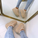 BASKETS EN DENTELLE À PLATEFORME PC308 - BEIGE