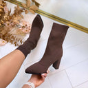 CHAUSSETTE BOTTINE À TALONS DE1123 - BRUN