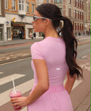 UNIQUE THE LABEL CHELSEA SHORT SLEEVE TOP - BUBBLEGUM