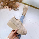BASKETS EN DENTELLE À PLATEFORME PC308 - BEIGE