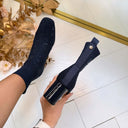LA STRADA SOCK HAK LAARSJE 2151725-4560 - NAVY BLUE KNITTED + STONES
