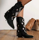 FRINGE INDIAN BOOT Y2367 - NOIR