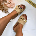 *SALE* BESTIE FRINGE SLIPPER X5-502 - KHAKI
