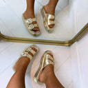 *SALE* STICH PLATEAU SLIPPER 2269 - GOLD