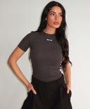 UNIQUE THE LABEL JILL KURZARM-TOP – ANTHRAZIT