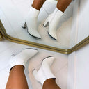 BOTTINE À TALON FAÇON CUIR 6010-89 - WHITE/PU