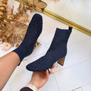 LA STRADA SOCK HAK LAARSJE 2151725-4560 - NAVY BLUE KNITTED + STONES