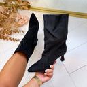 BOTTINES À TALONS FAÇON CUIR 6010-89 - NOIR/PU