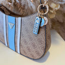GUESS NOELLE II TOP ZIP SCHOULDER BAG BS967218 - LATTE LOGO/ LIGHT BLUE