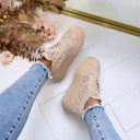 BASKETS EN DENTELLE À PLATEFORME PC308 - BEIGE