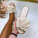 *SALE* BIG FLOWER SLIPPER OM6625 - KHAKI