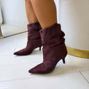 FEINE WILDLEDER-STIEFELETTE MIT ABSATZ DES8032 - BROWN/SUE