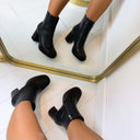 NOOR LEATHER LOOK BLOK HAK *M-717-1* - NOIR