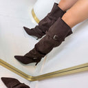 BOTTE À TALON FINASUEDINE DES8032 - KAKI/SUÈDE