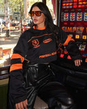 UNIQUE THE LABEL MAXIM CROPPED LONGSLEEVE TOP - BLACK/ORANGE