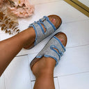 GLITTER SCHNALLEN-PANTOLETTE LS-383 - BLAU