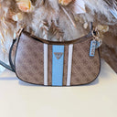 GUESS NOELLE II TOP ZIP SCHOULDER BAG BS967218 - LATTE LOGO/ LIGHT BLUE