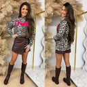 PINNED BY K OVERSIZED LEO SWEATER BROWN/PINK