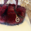 BRAID FLUFFY BAG ER171 - WINE/RED
