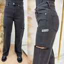 UNIQUE THE LABEL JUNE WIDE LEG JEANS WASHED BLACK