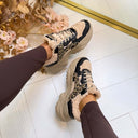 BUFFALO BLISS WARM SNEAKER 18350 - BEIGE/BLACK/LEOPARD