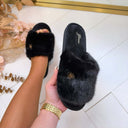 GUESS FUR SLIPPER/PANTOFFEL O6BZ04W3498 - BLACK