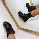 *ACTIE* LEATHER LOOK BOOT DES901 - BLACK