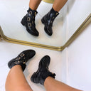 TRIPLE DOUBLE ZIP BOOT 12618-A210 - BLACK/GOLD