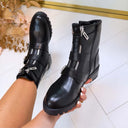TRIPLE DOUBLE ZIP BOOT 12618-A210 - BLACK/SILVER