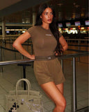 UNIQUE THE LABEL GISELLE SHORT SLEEVE TOP - OLIVE