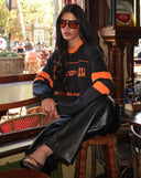 UNIQUE THE LABEL MAXIM CROPPED LONGSLEEVE TOP - BLACK/ORANGE