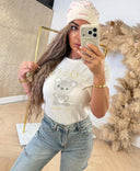 GUESS RHINESTONES MINI BEAR TEE V6BI28K9360 - G012 BEIGE