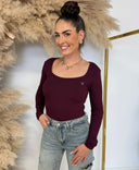GUESS COLETTE LONGSLEEVE RIB TOP V4BP07K8RT2 - G596 BORDEAUX