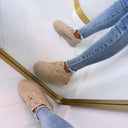 BASKETS EN DENTELLE À PLATEFORME PC308 - BEIGE