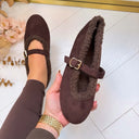 ANNE FRINGE SLIPPER AQ212 - BROWN