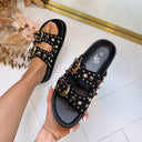 GEKLEURDE STEENTJES SLIPPER LS393 - BLACK