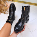 TRIPLE DOUBLE ZIP BOOT 12618-A210 - BLACK/GOLD