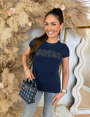 GUESS SS LOGO LACE TEE W5GI04J1314 G7P1 - NAVY