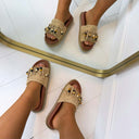 *SALE* BESTIE FRINGE SLIPPER X5-502 - KHAKI