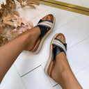 PRINT PLATEAU SLIPPER HG-116 - BLACK
