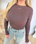 GUESS NAT RIB LONGSLEEVE TOP V6RP08KD932 - A154 BROWN
