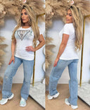 GUESS SS TRIANGLE FLOWER TEE W6GI12K3027 - G011 WHITE