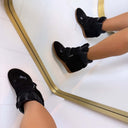 STEVE MADDEN MAVIS WEDGE 5696 - BLACK SUEDE