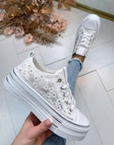 BASKET EN DENTELLE FLEURIE LS698 - BLANC