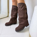 BOTTE À TALON FINASUEDINE DES8032 - KAKI/SUÈDE