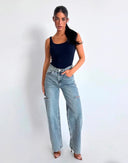 JEANS LARGE UNIQUE THE LABEL JUNE BLEU MOYEN