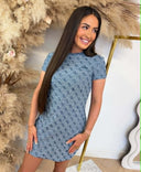 GUESS 4G ALLOVER JACQUARD DRESS V6YK04K4785 - FBI5 DENIM