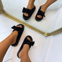 SUEDINE BOW SLIPPER LS-379 - BLACK