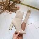 BOOTIE À TALON CHAUSSETTE DE1123 - BEIGE